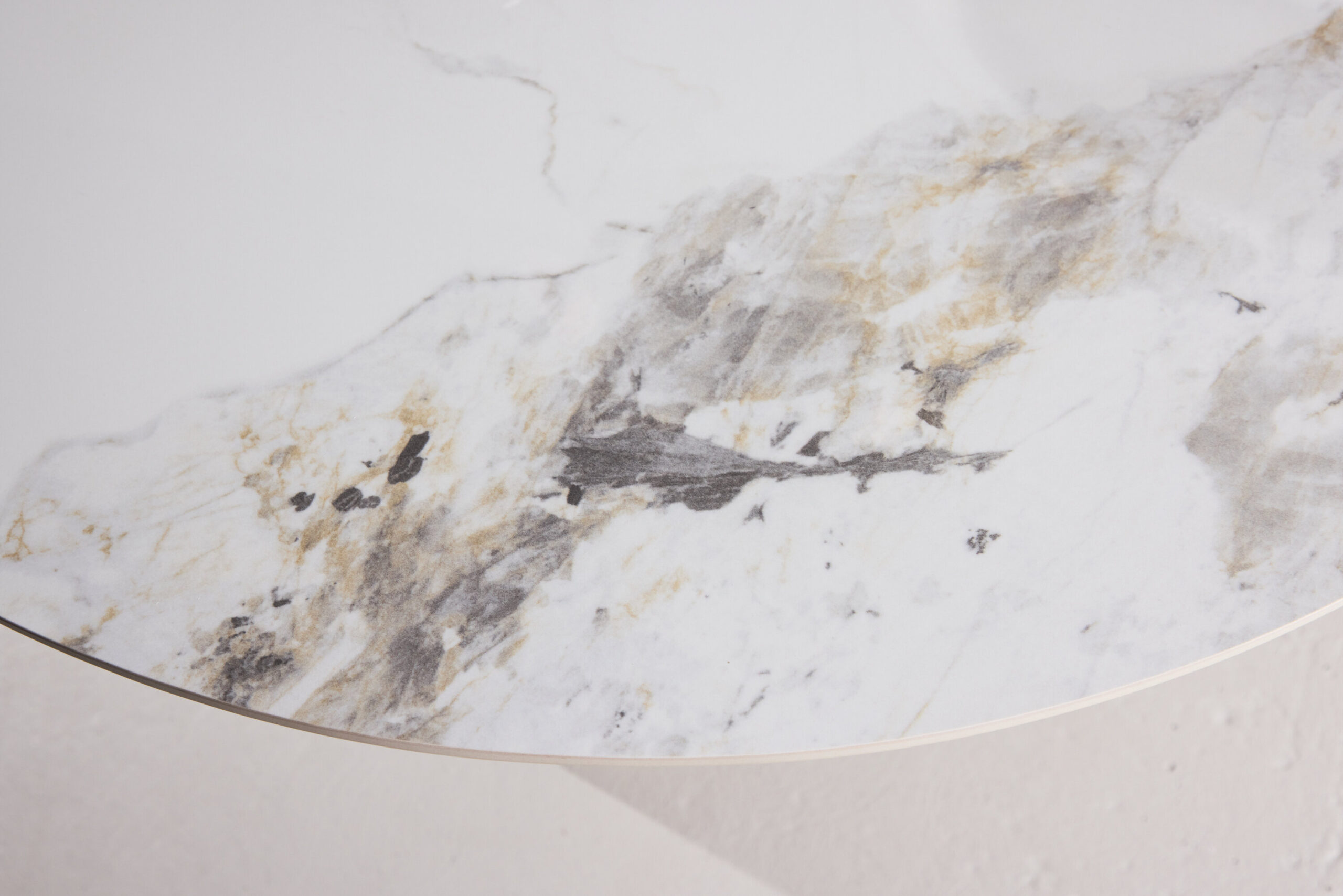 Bootcut Round Dining Table Dia 110x75 Cm - Mdf Beige / Sintered Stone Marblelook - Image 3