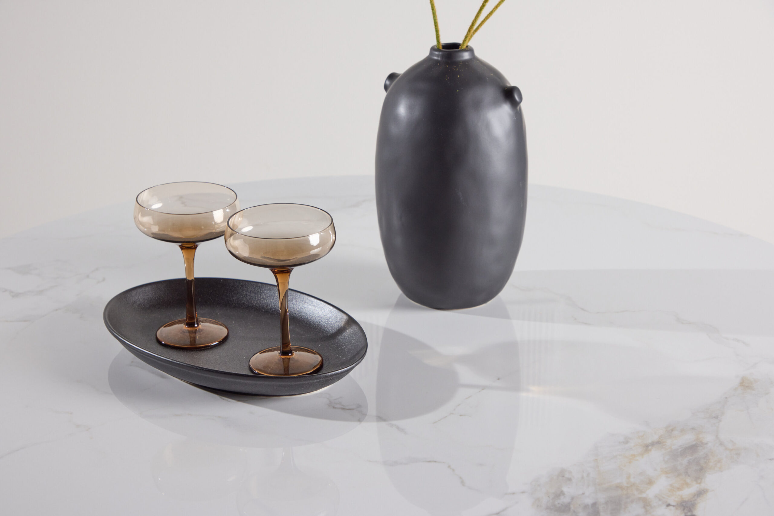 Bootcut Round Dining Table Dia 110x75 Cm - Mdf Beige / Sintered Stone Marblelook - Image 5