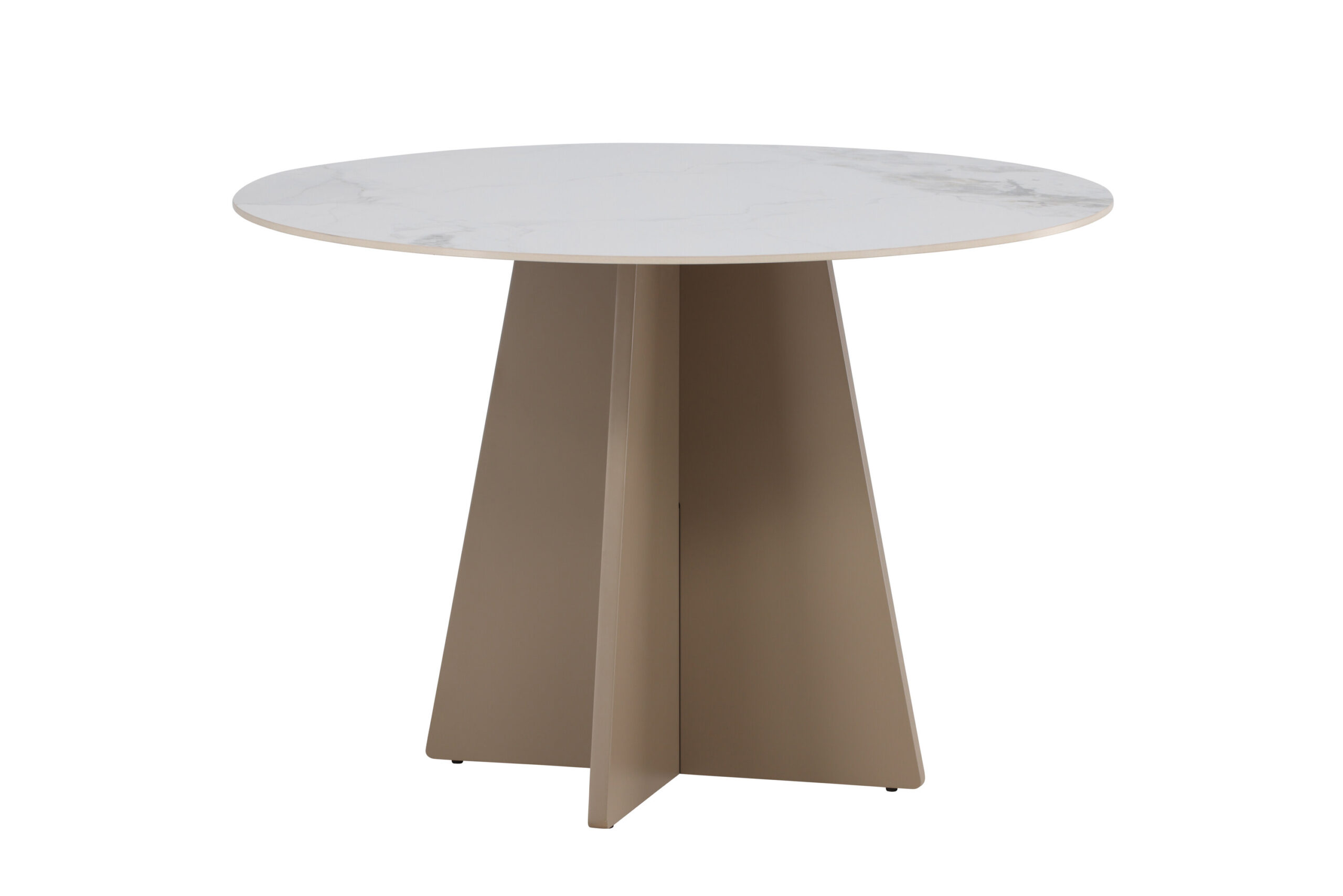 Bootcut Round Dining Table Dia 110x75 Cm - Mdf Beige / Sintered Stone Marblelook