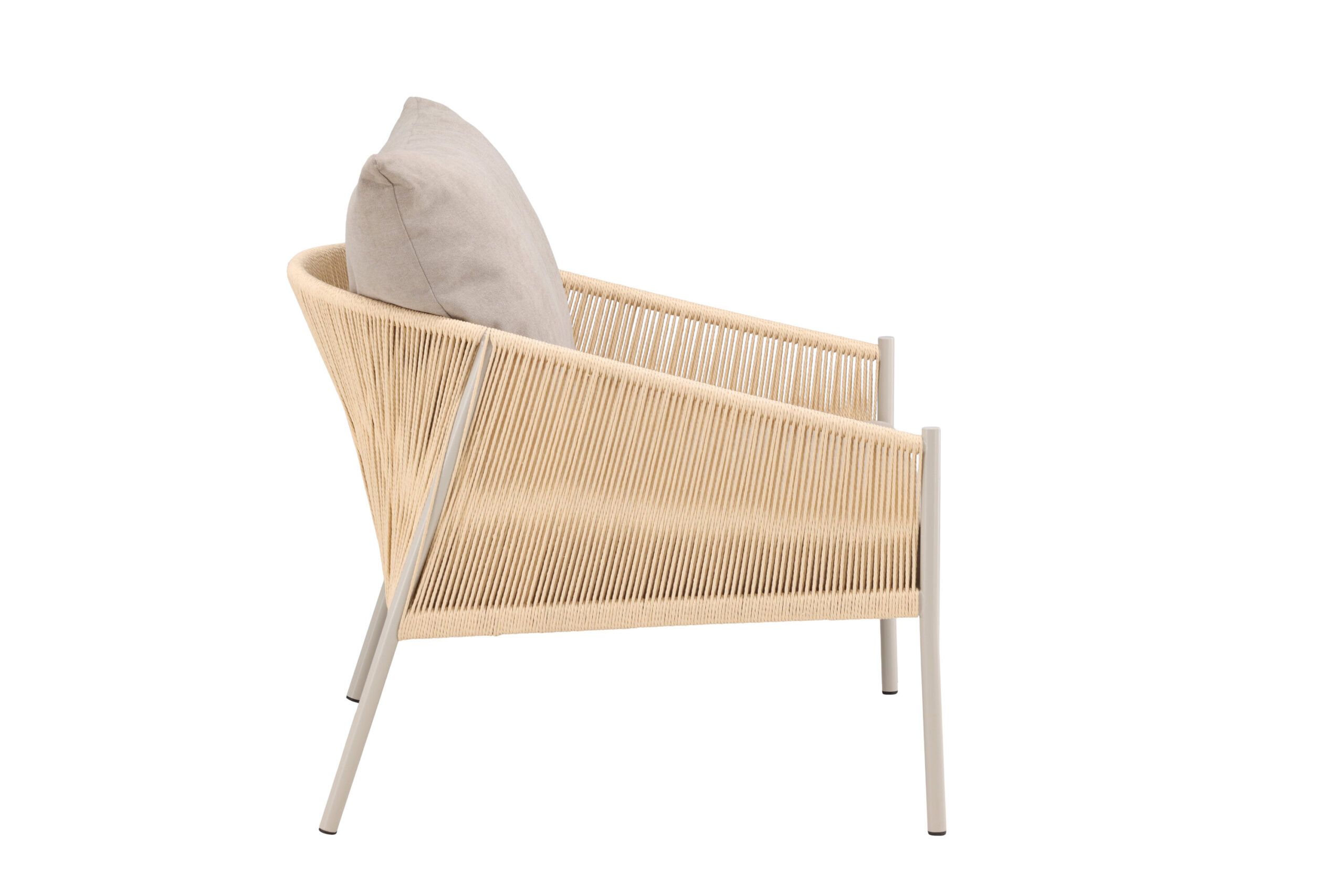 Louie Lounge Chair - Beige Steel Frame / Rope Beige Linen Fabric - Image 10