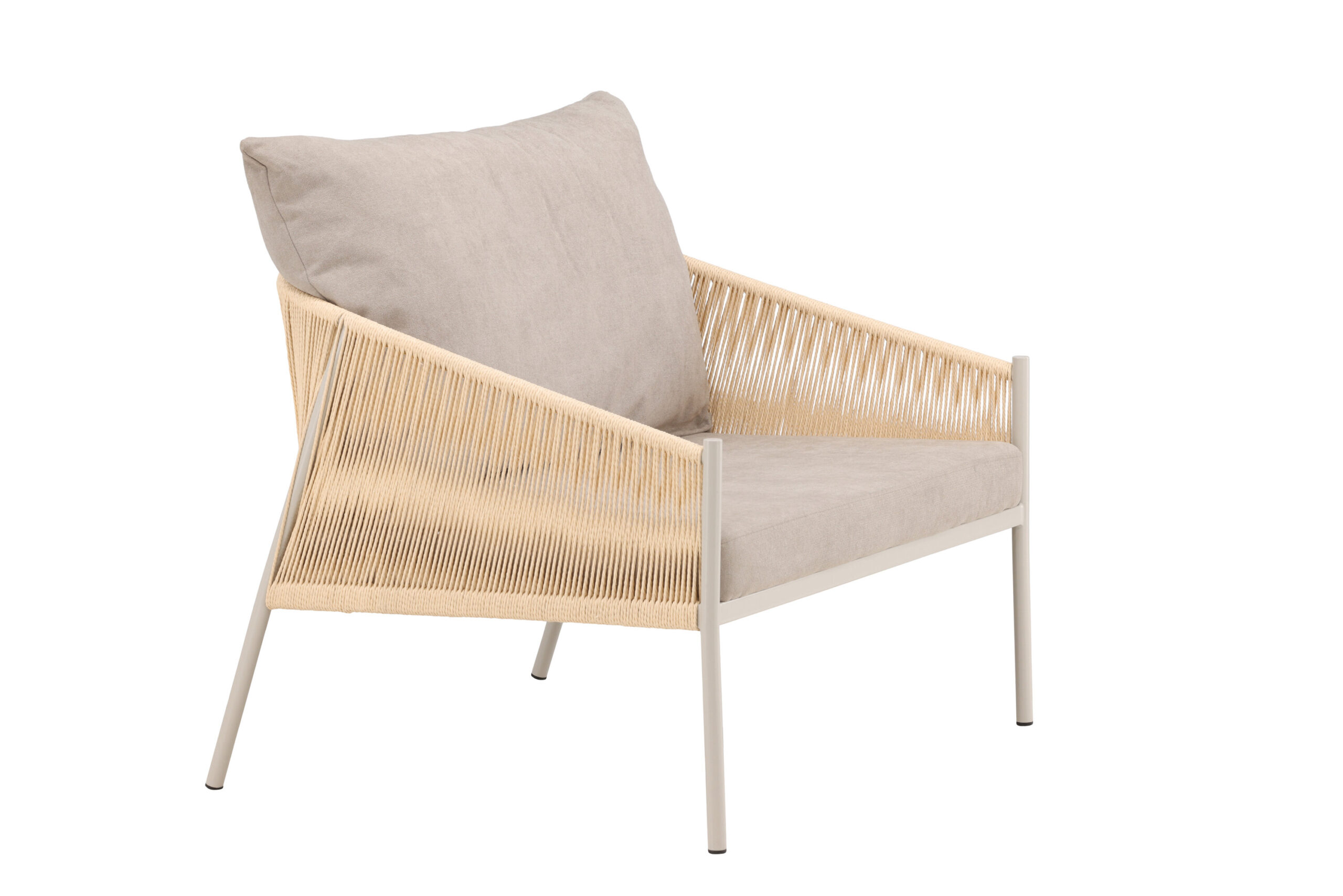 Louie Lounge Chair - Beige Steel Frame / Rope Beige Linen Fabric - Image 11