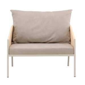 Louie Lounge Chair - Beige Steel Frame / Rope Beige Linen Fabric