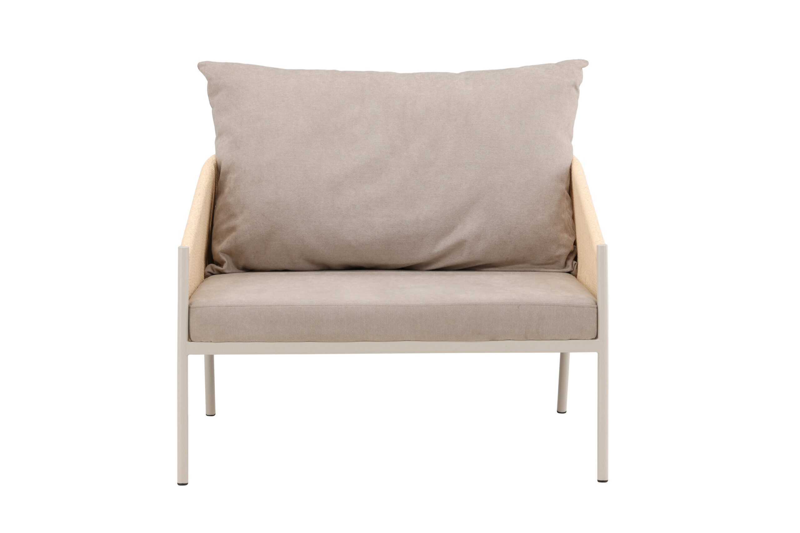 Louie Lounge Chair - Beige Steel Frame / Rope Beige Linen Fabric