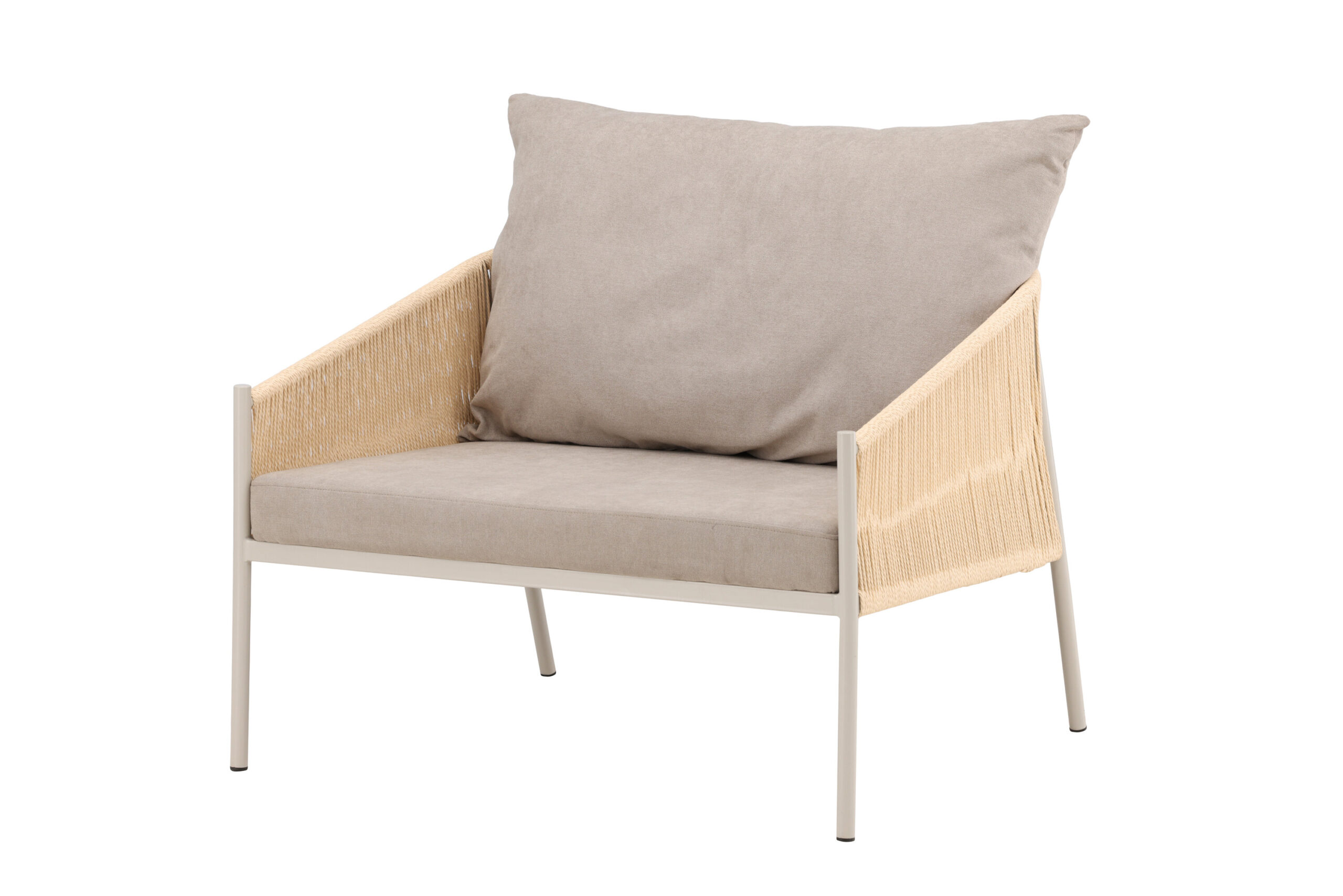 Louie Lounge Chair - Beige Steel Frame / Rope Beige Linen Fabric - Image 2