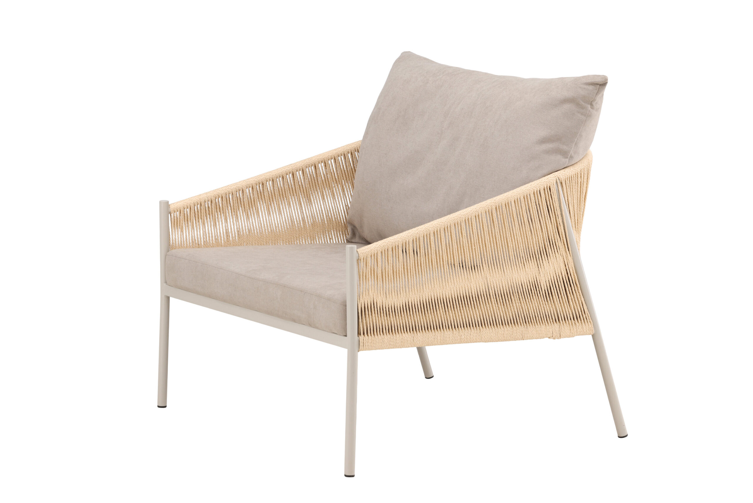 Louie Lounge Chair - Beige Steel Frame / Rope Beige Linen Fabric - Image 3