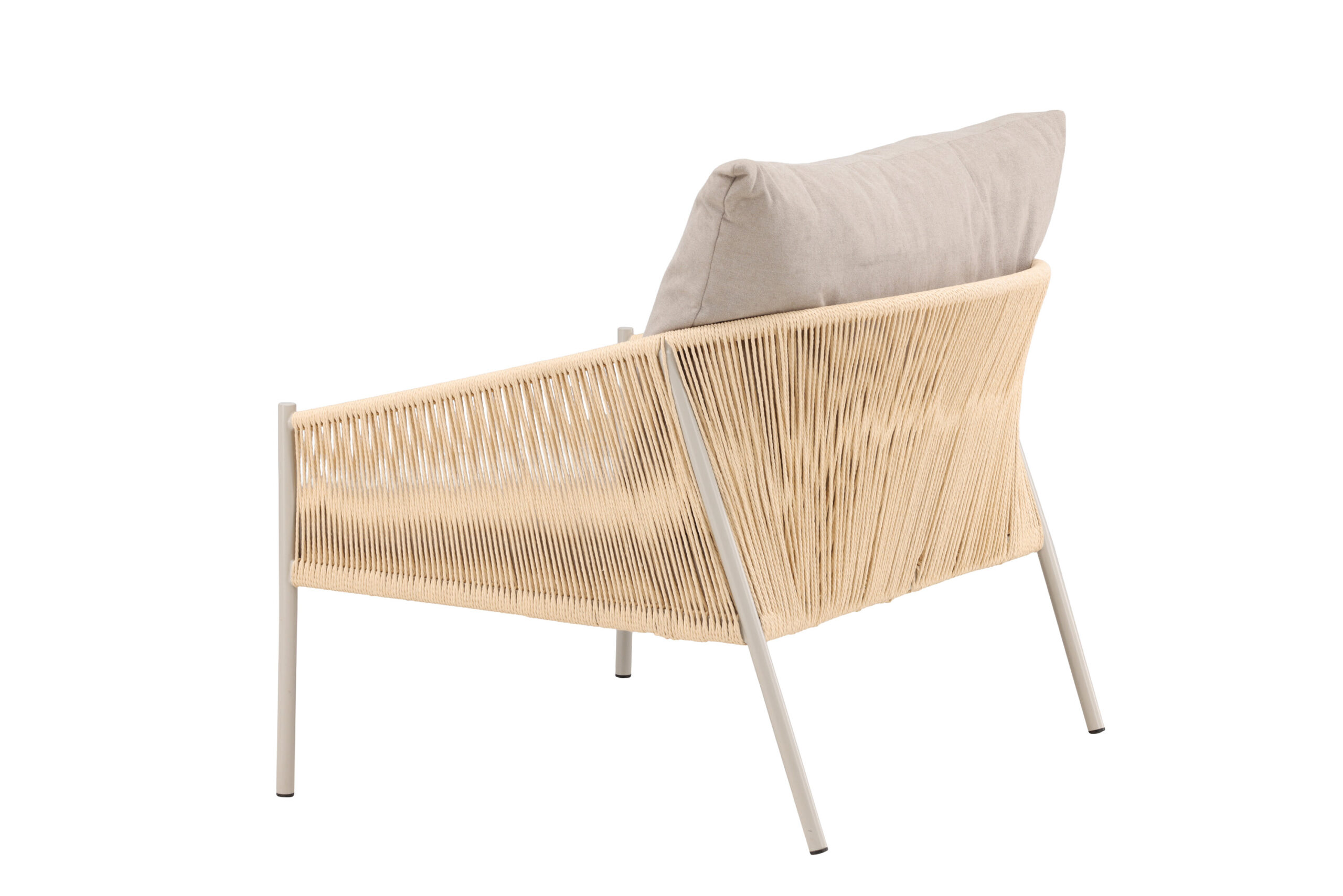 Louie Lounge Chair - Beige Steel Frame / Rope Beige Linen Fabric - Image 5