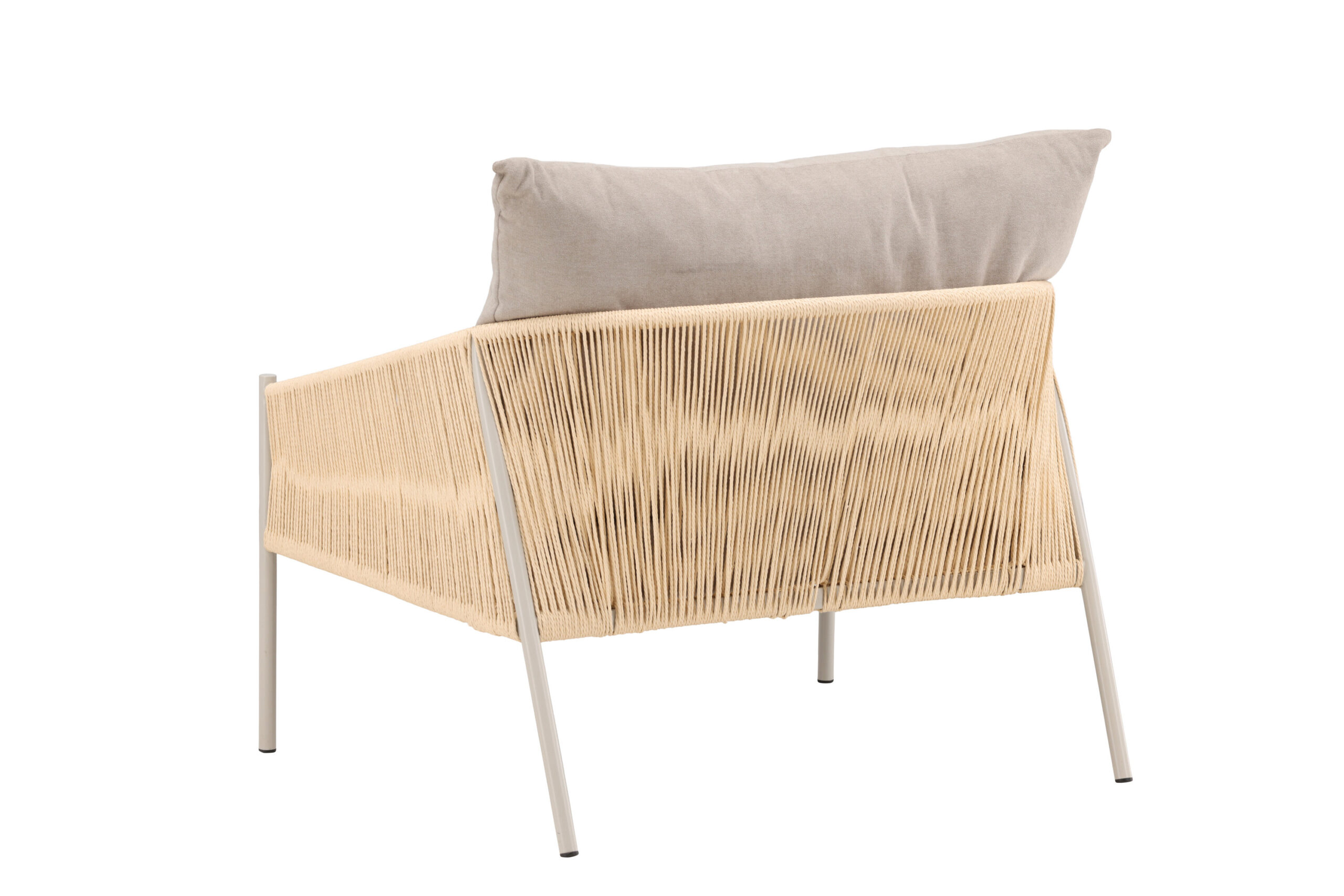 Louie Lounge Chair - Beige Steel Frame / Rope Beige Linen Fabric - Image 6