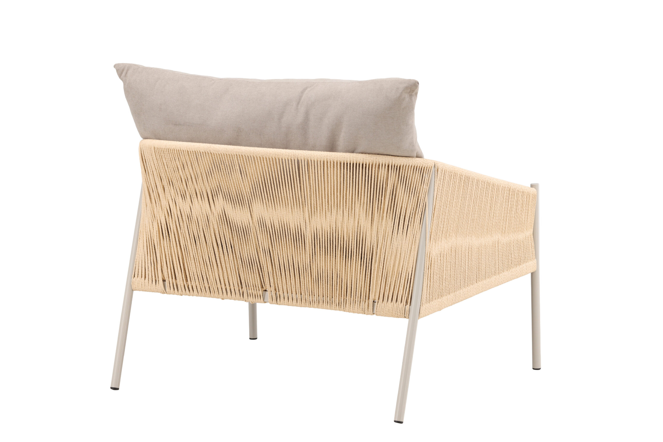 Louie Lounge Chair - Beige Steel Frame / Rope Beige Linen Fabric - Image 8