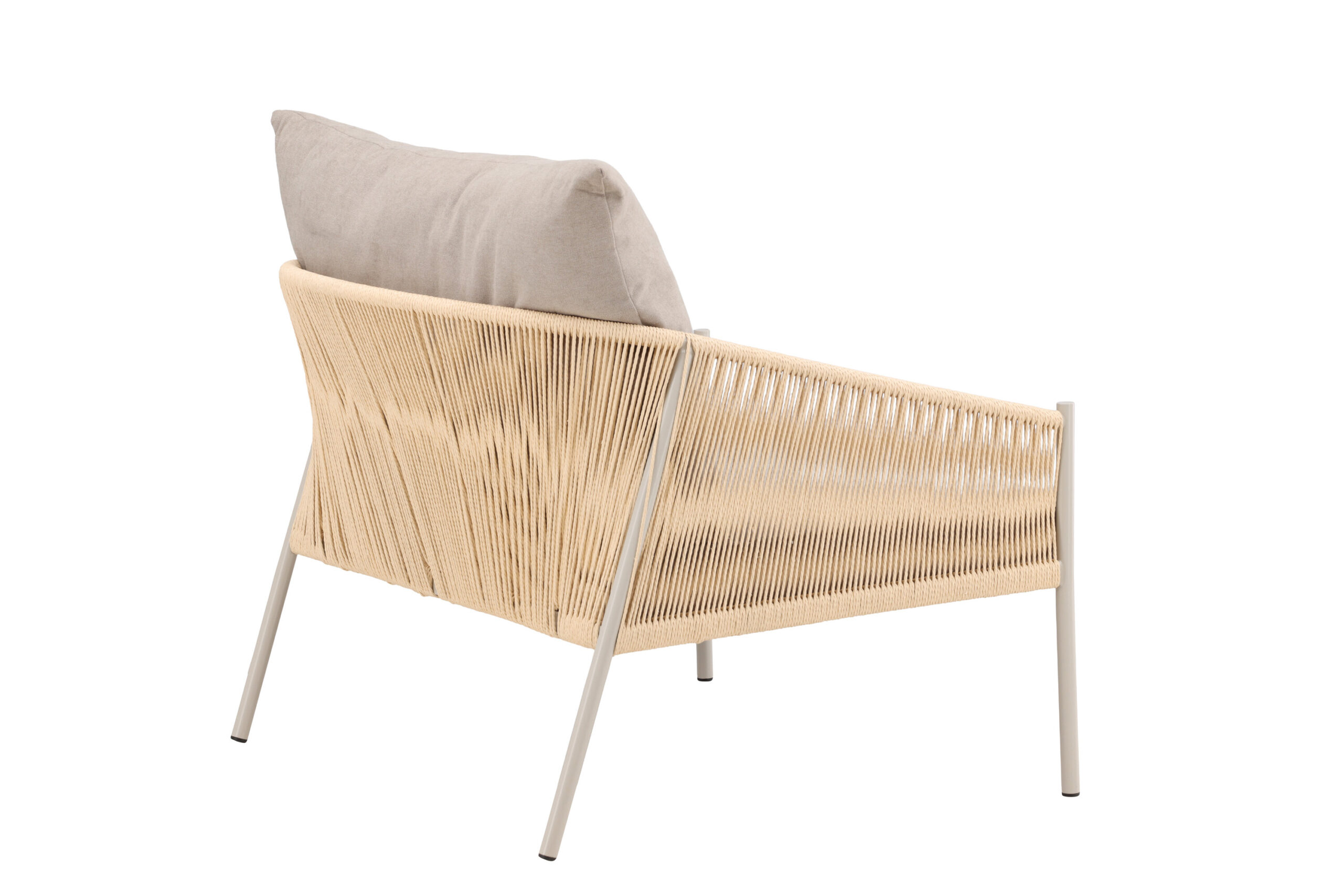 Louie Lounge Chair - Beige Steel Frame / Rope Beige Linen Fabric - Image 9
