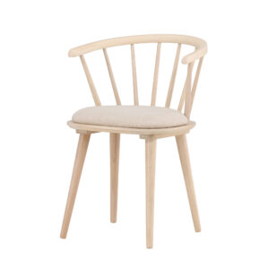 Bobby Dining Chair With Cushion 2-Pack - Whitewash Rubber Wood / Beige