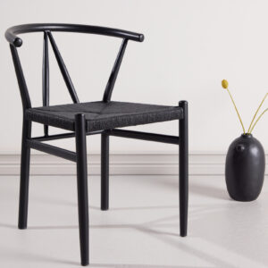 Alfons Dining Chair - Black Steel / Black Rattan