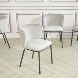 X2 Mandy Velvet Dining Chair Crib 5 - Light Grey, X2