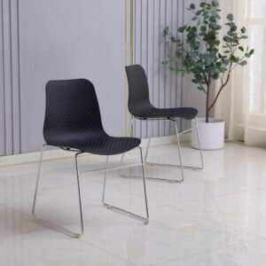 Set Of 4 Stackable Alex Chairs - White - Black, 4