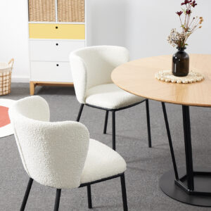 X2 Mandy Boucle Dining Chair White, X2