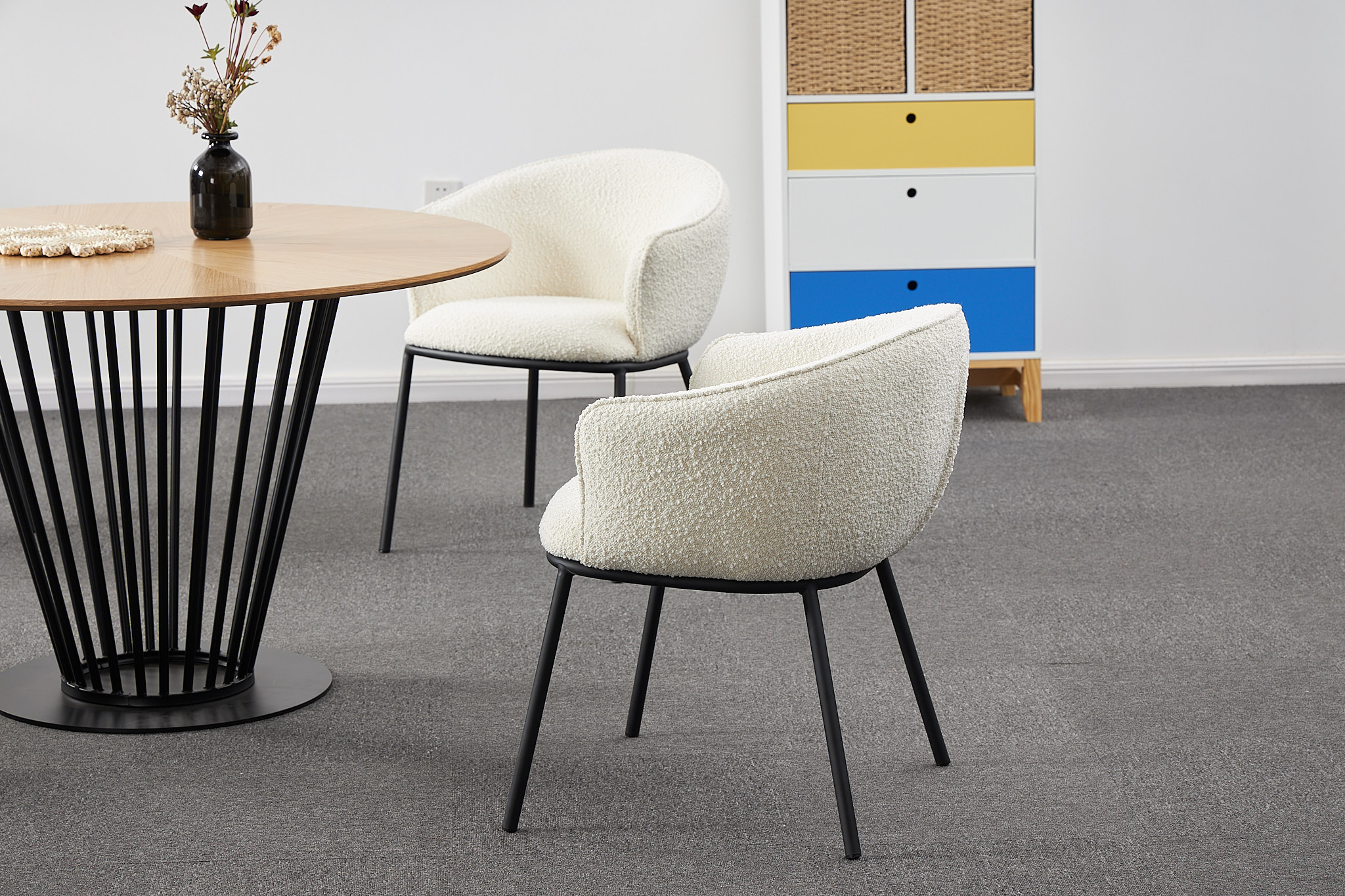 X1 Duke Boucle Grey Dining Chair - White, X1 - Image 14