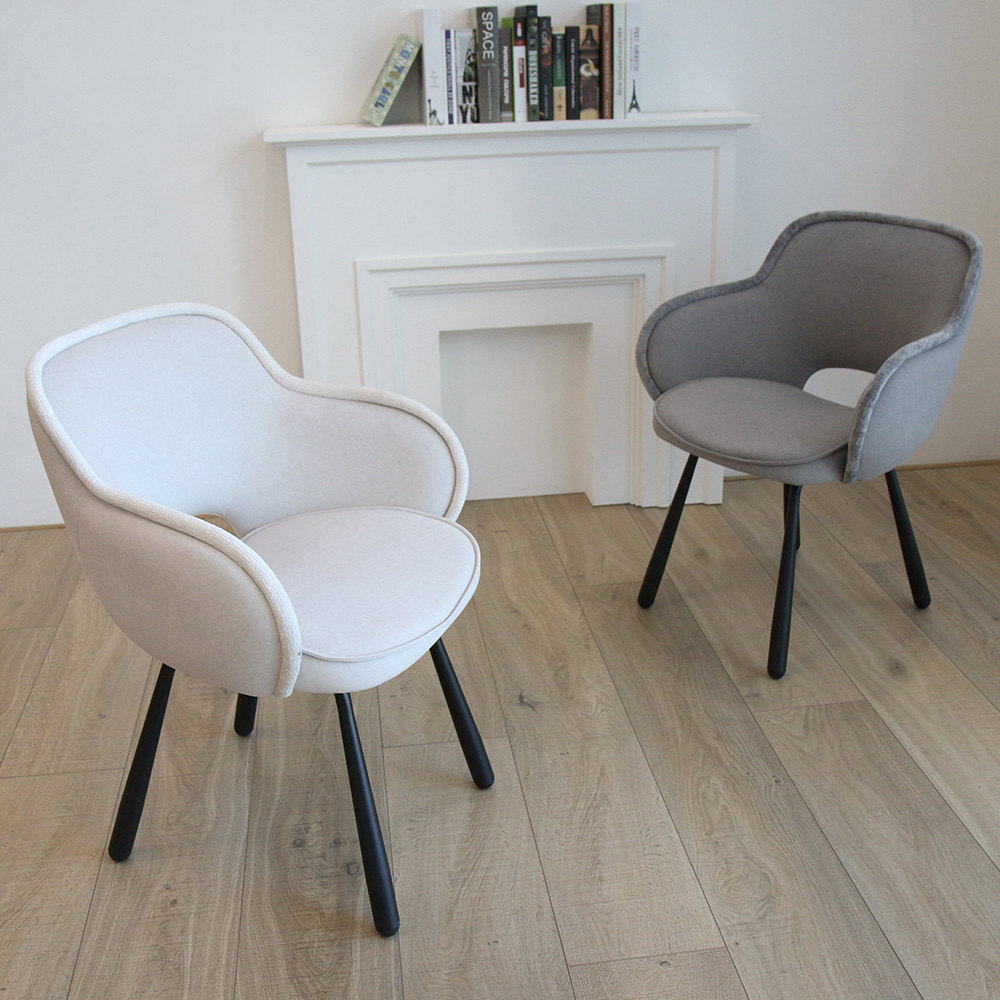 X2 Claudia Art Deco Dining Chairs - Beige - Grey, X2 - Image 10