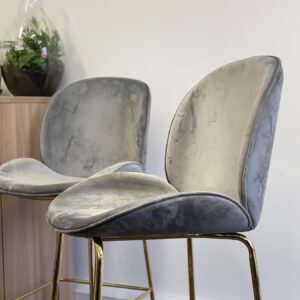 X2 Journey Velvet Barstools, Grey - Grey, 65Cm