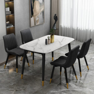 Alexander Marble Dining Table Black/White - White, 130