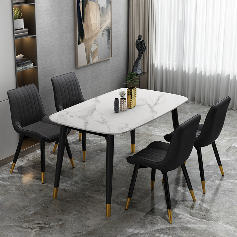 Alexander Marble Dining Table Black/White - White, 130