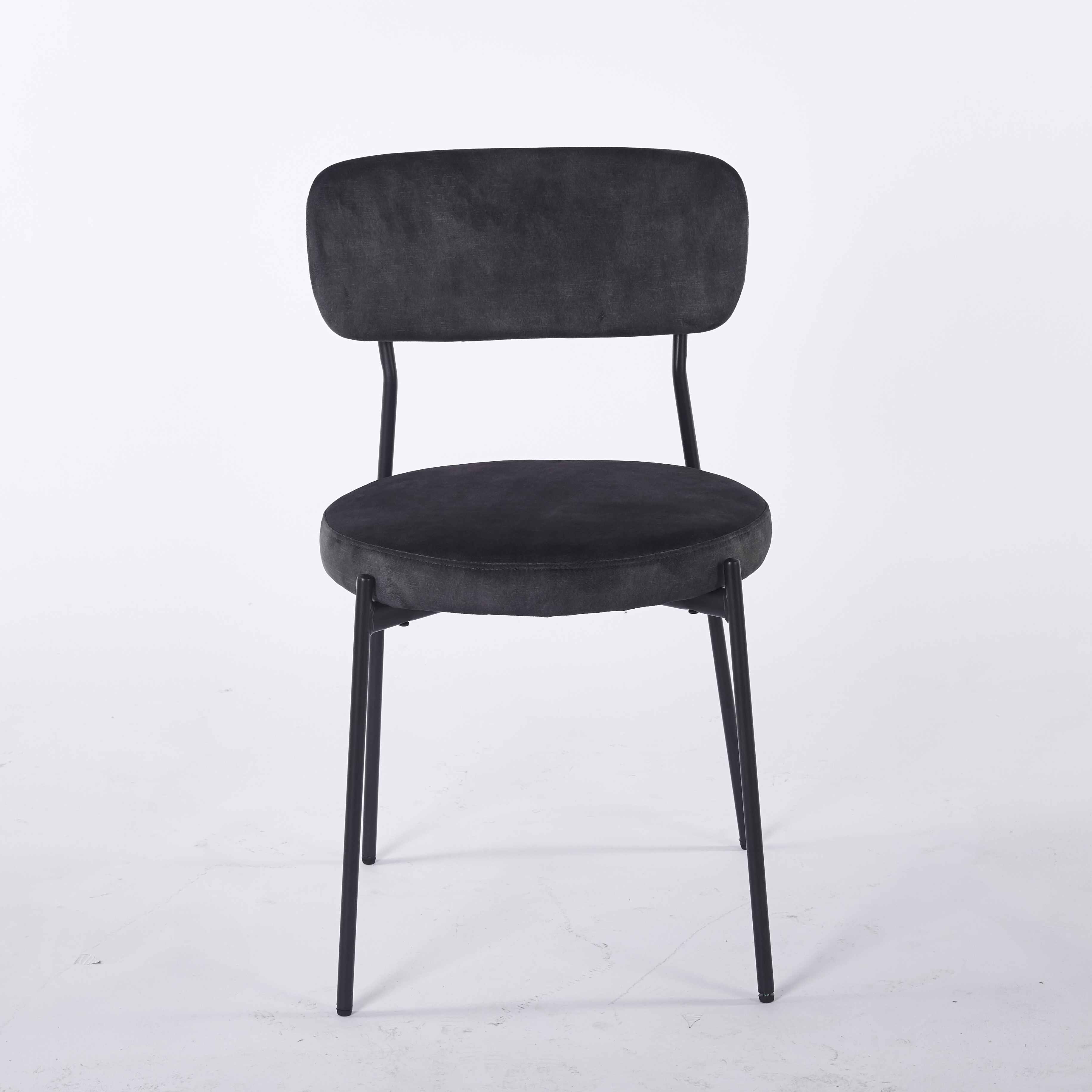 X2 Stackable Glenn Velvet Dining Chairs - Dark Grey - Dark Grey, £26 Each (Set of 2)